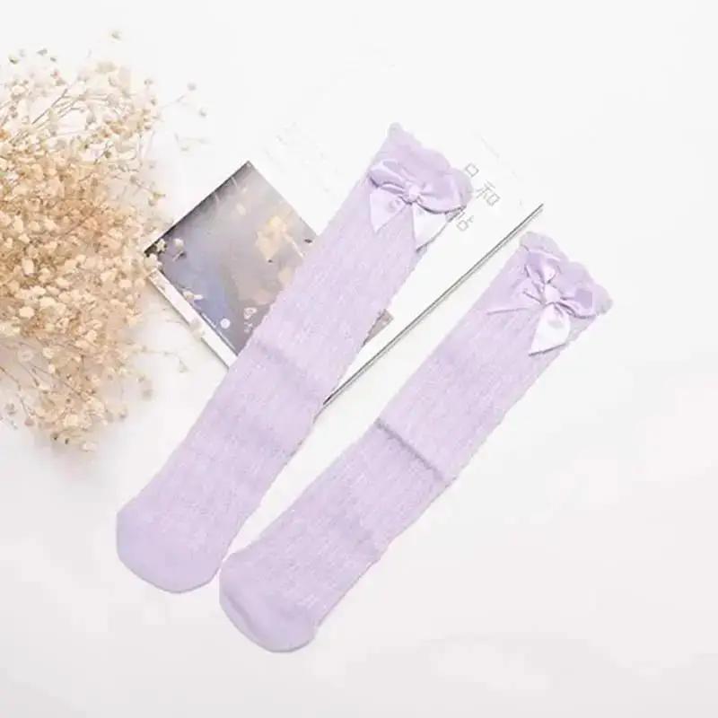 1 Pair Children's Leg Warm Socks Bowknot Bubble Mouth High Tube Knee High Thin Section No Heel Pods Baby Clothing Accessories