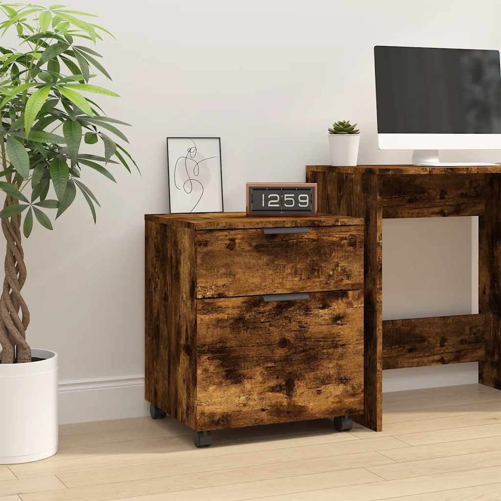 Mobile Filing Cabinet with Casters Smoked Oak 45 x 38 x 54 cm