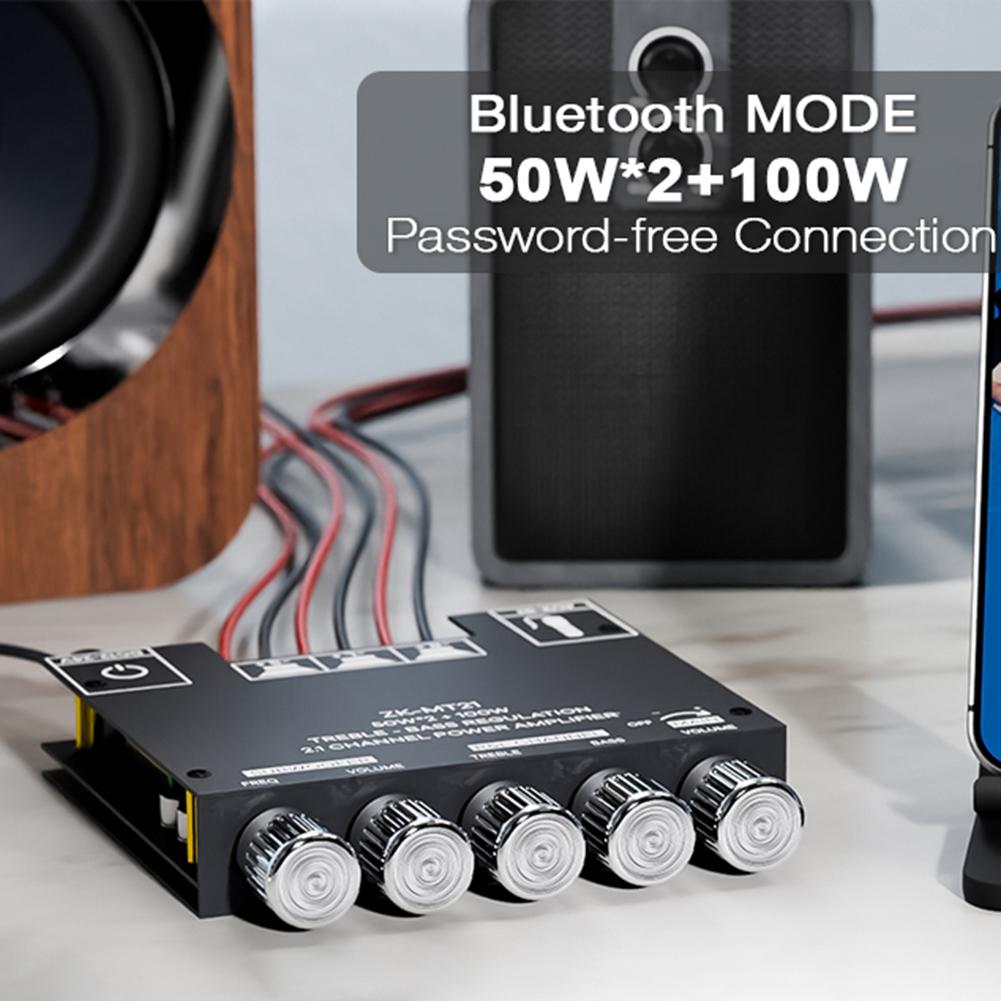 Bluetooth-Compatible Amplifier Board Broadcasting Equipment With Treble and Bass Control 50Wx2+100W BT 3.5mm AUX for Speaker
