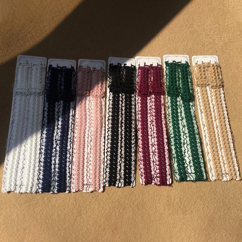 1pair Underwear Accessory Ruffles Bra Straps Adjustable Non-Slip Lace Stretch