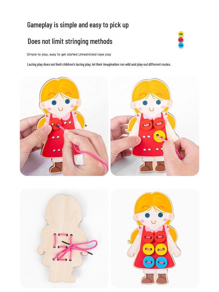 Деревянная игрушка для нанизывания пуговиц для детского сада – Развивает координацию рук и глаз и жизненные навыки