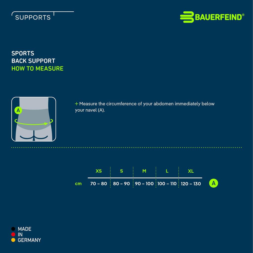 BAUERFEIND Sports Back Lumbar Made in General Medical Silicone Pad Compression for Internal Stabilization Support, Support, Germany, Device, (Black,