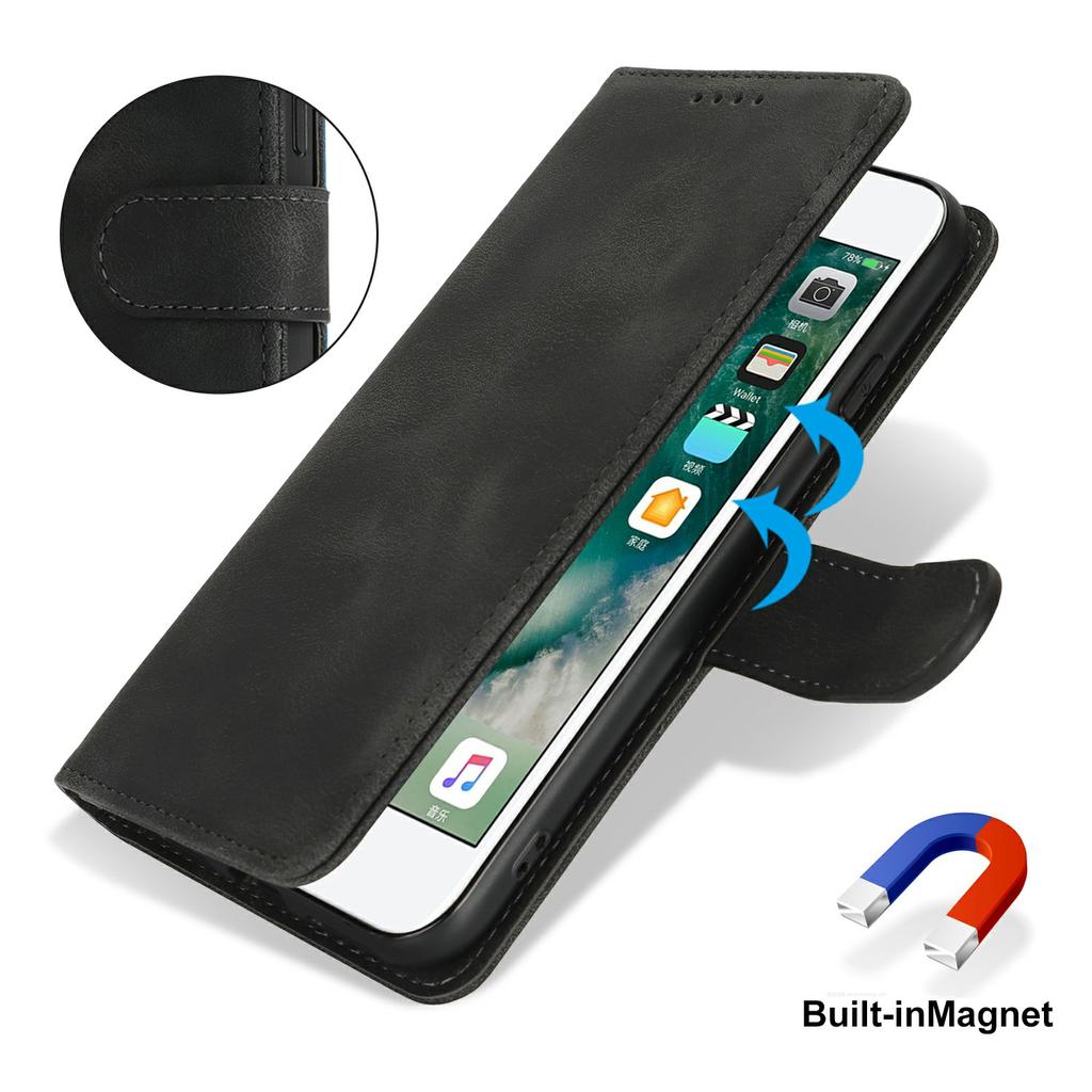 Чехол-кошелек для iPhone SE (2022)/(2020)/8/7 Чехол-книжка из ПУ-кожи с двойным сложенным краем и тактильной поверхностью