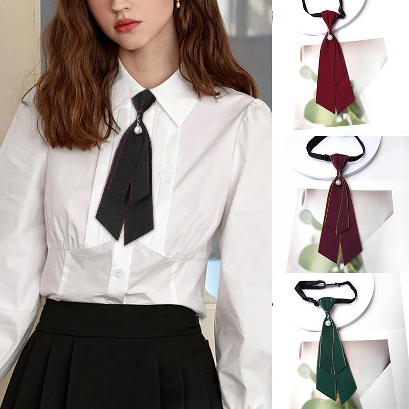 1 шт. Блузка простая из полиэфирного волокна в студенческом стиле женская рубашка с галстуком-бабочкой пиджак с инкрустацией из синтетического жемчуга