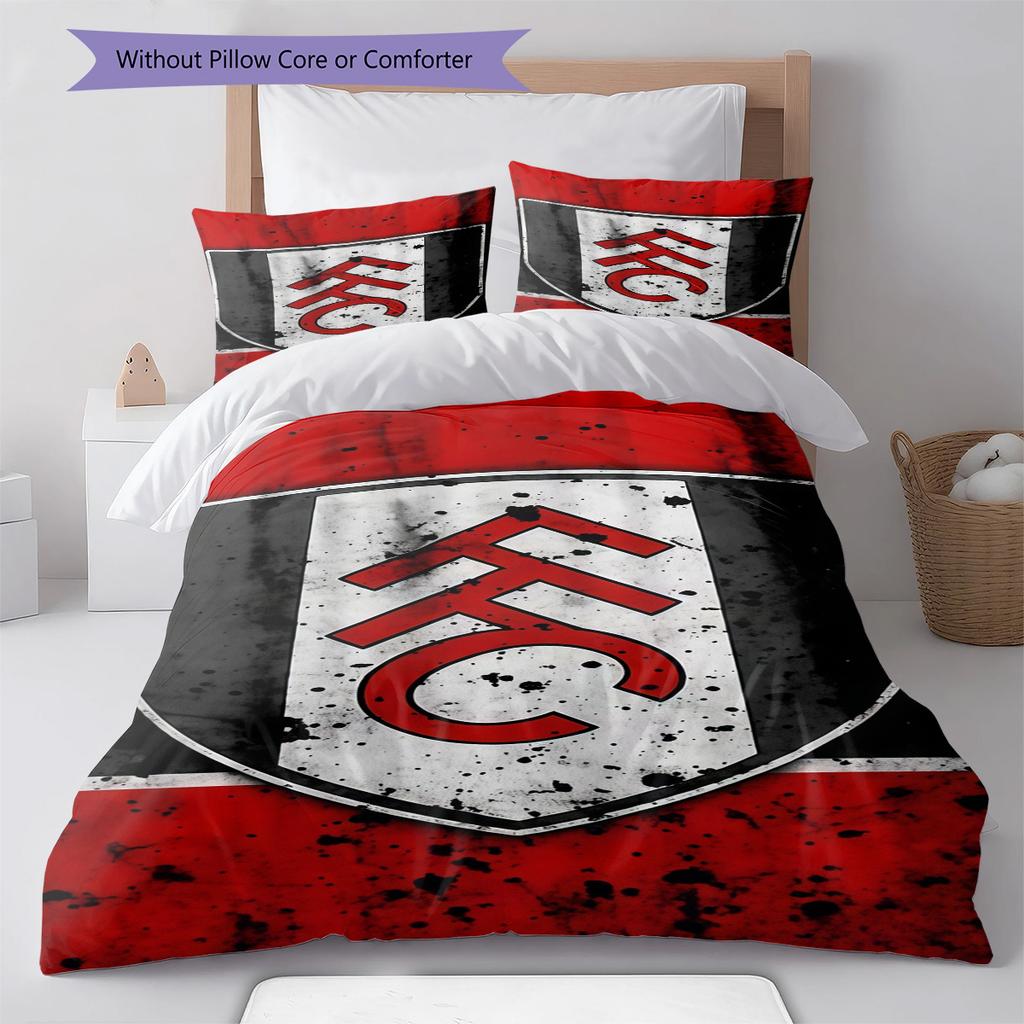 Fulham F.C Pattern Bedding Quilt Set Quilt Cover Pillowcase Home Decoration Birthday Gift (1 * duvet cover + 2 * pillowcase, without core)