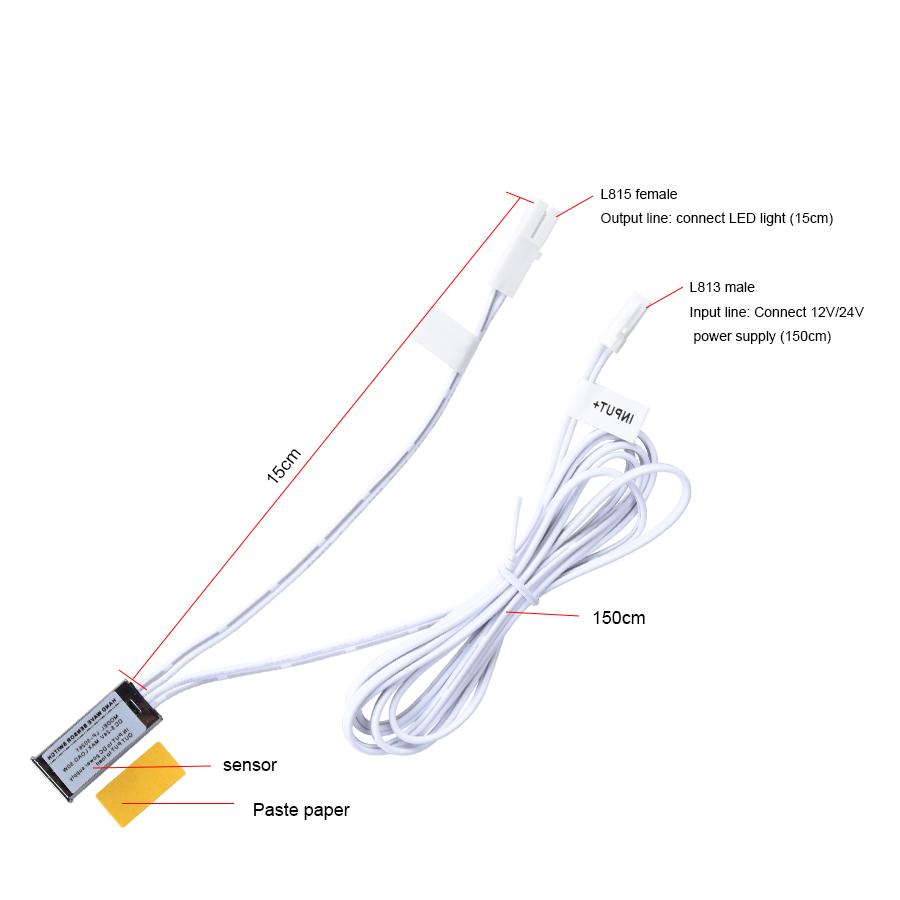 12V/24V IR Hand Sweep Sensor Switch Detector 5A Hand Wave Smart Motion Sensor Light Switch For LED Strip Closet Cabinet Light