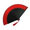 Bamboo Folding Fan with Tassels Chinese Style Portable Summer Hand Held Fan Decoration Dance Performance Props Party Costume Accessories