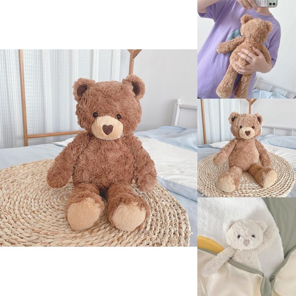 Очаровательная плюшевая игрушка-мишка в форме сердца для успокаивающего комфорта, 16,5 дюймов в высоту, с длинным пушистым коричневым мехом