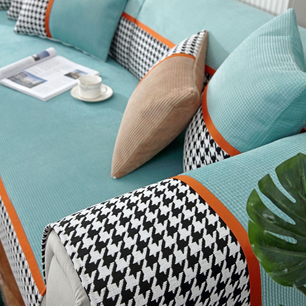 Универсальная подушка для дивана с узором «гусиные лапки» на четыре сезона, современная простая нескользящая подушка для дивана, чехол для полотенец