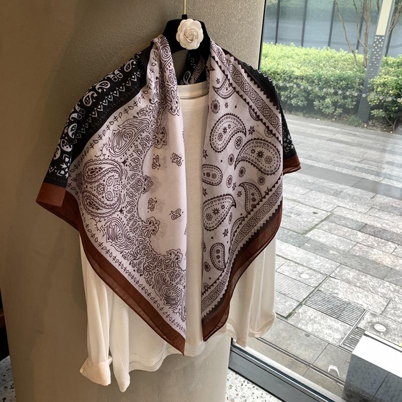 Vintage Polka Dot Printed Light And Thin Scarf Cotton Feel Square Scarf Sunshade Shawl Headscarf Belt Scarf Silk Scarf