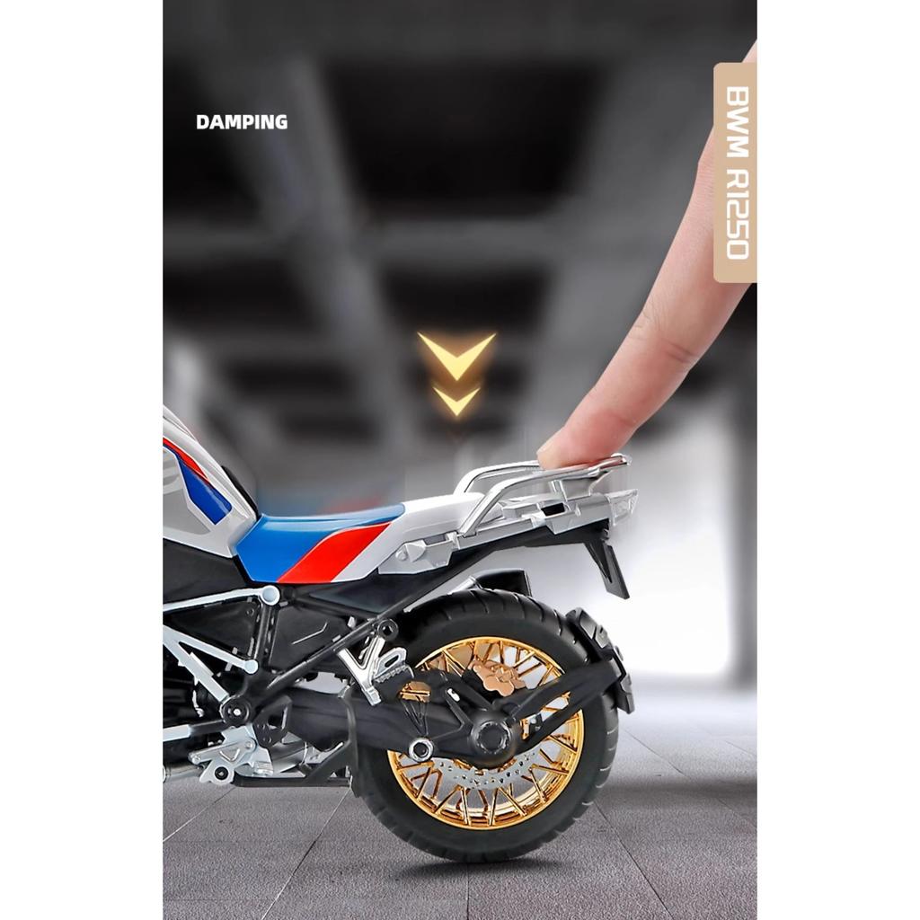 1/9 BWM R1250GS ADV Литой из сплава Модель мотоцикла Игрушечный транспорт Коллекция Звук и свет Внедорожный Автоцикл Игрушки Машина