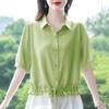 Элегантные женские рубашки Рубашка Женская одежда Летняя блузка с эффектом затенения живота Модный темперамент Маленькая рубашка Рубашка с короткими рукавами Популярная