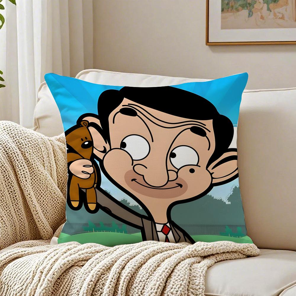 Funny Cartoon Characters Mr BeanForGrowth Cushion Cover Pillowcase Antidustmite living Room Sofa Decor Cushion Room