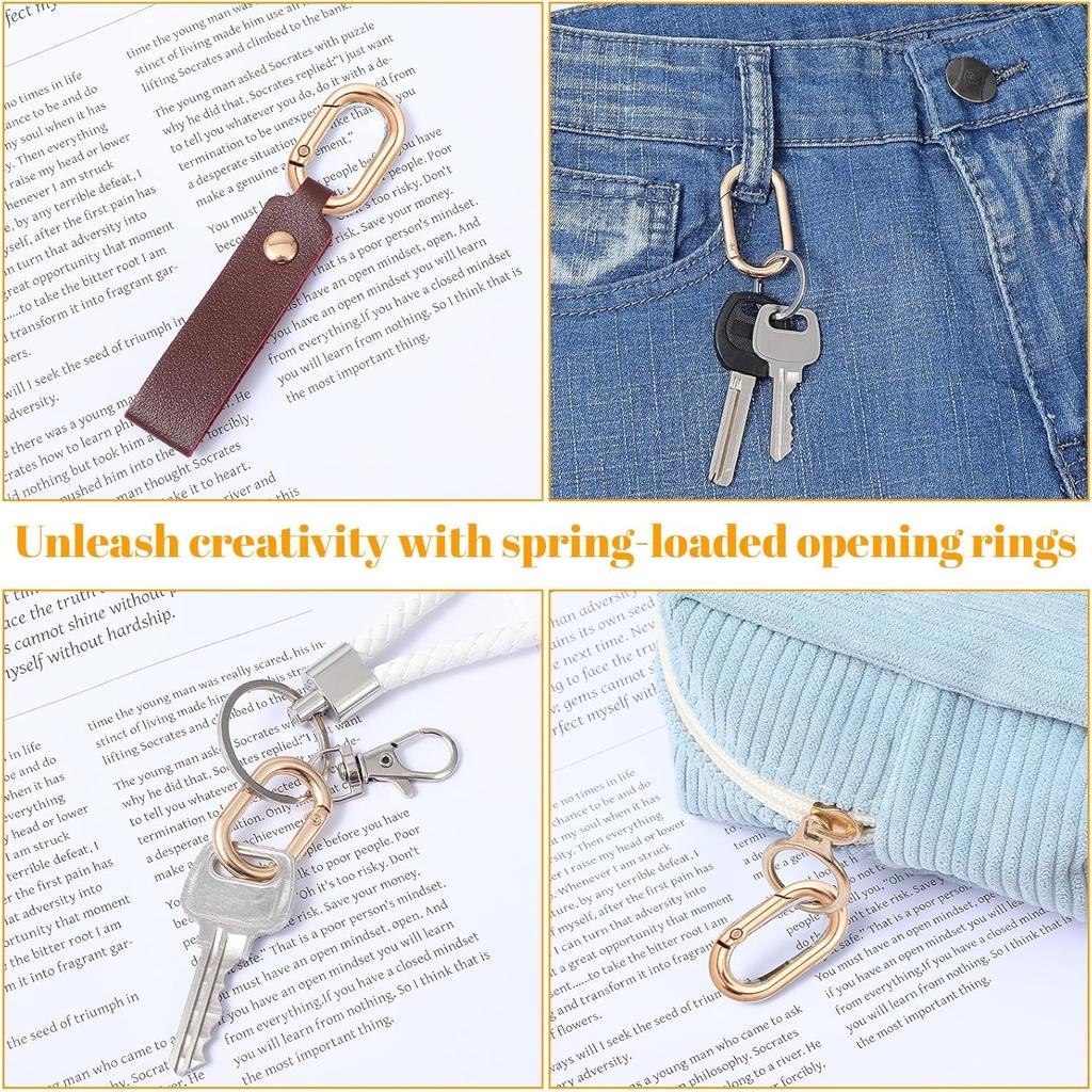 5pcs Oval Spring Ring Clips, Metal Keyring Purse Clip, Opening O Ring Clip for Men's Keychains, Backpacks, Keys
