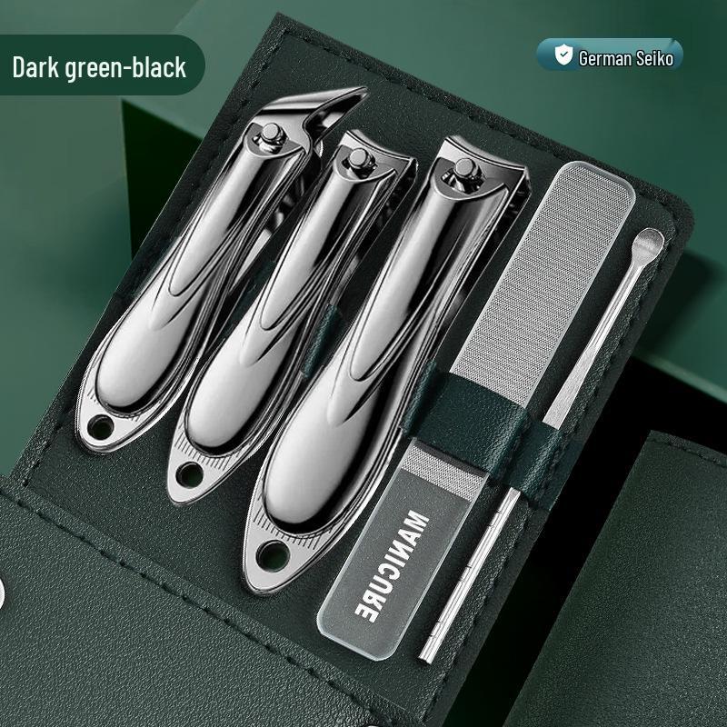 Portable Stainless Steel Manicure Set: Angled Nail Clippers, Pliers, Scissors
