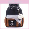 Childrens Color Blocked Backpack With Plush Pendant For School Use