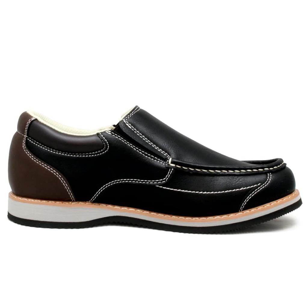 Кожаные туфли, кроссовки, повседневная обувь, 3E, мокасины без шнурков, легкая искусственная кожа, высококачественный материал, мягкая, стильная обувь, черный, коричневый, edm9808, черный