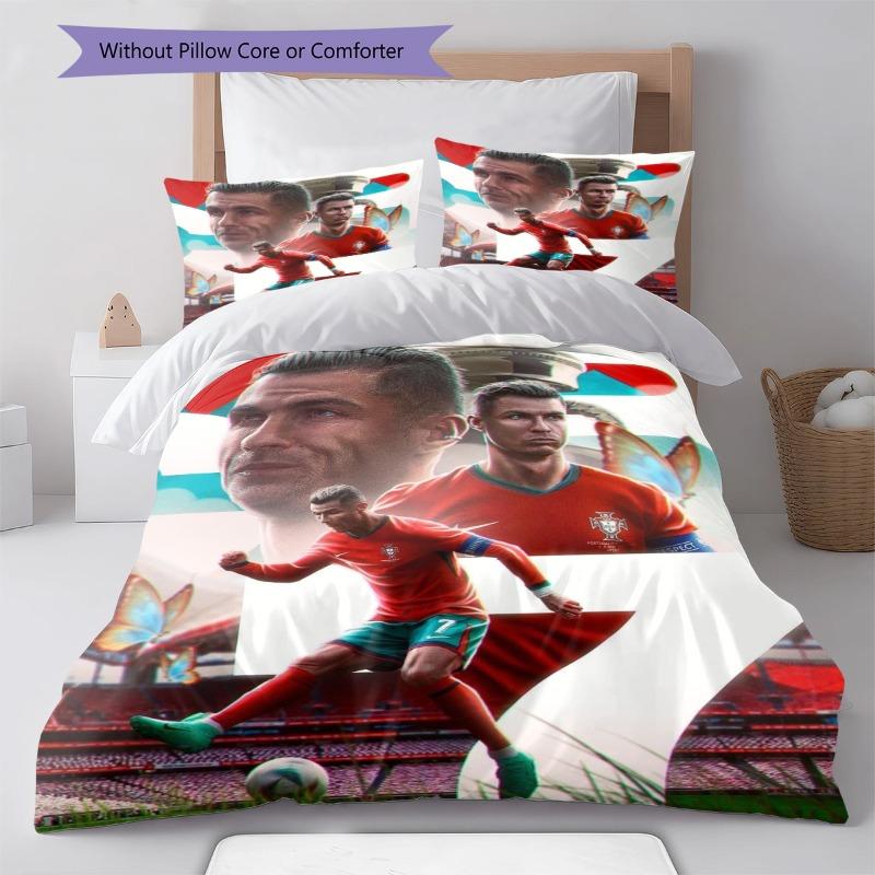 Soccer Star Player Portugal Team Collage Print 3‑Pieces Duvet Cover Set Sport Fan Bedding Bedroom Home Decor Without Pillow Core Comforter
