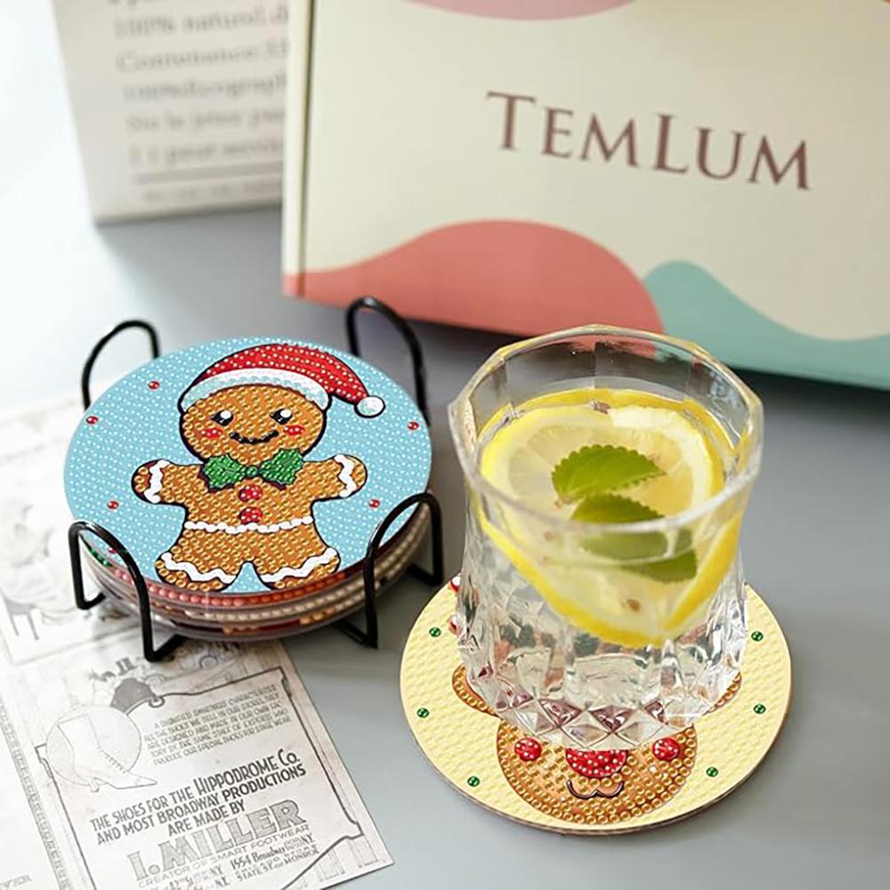 8 штук/набор подставок с рождественским узором, расписанных алмазной мозаикой, сделай сам подставки с держателями, подходят для начинающих и взрослых, подарки для рукоделия