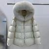 Women Fur Collar Down Jacket Hood Autumn Winter Warm Casual A Lined Warm Outwear Cape