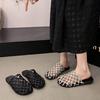 Beautiful Woven Hollow Cool Slippers Women's Summer Wear 2025 New Super Fire Fashion Fishing Net Shoes Bag Head Half Slippers