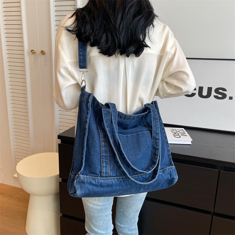 Джинсовая большая сумка Женская сумка через плечо Повседневная сумка через плечо
