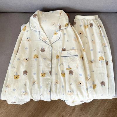 Женский пижамный комплект с рисунком из мультфильма, милый повседневный корейский пижамный комплект для женщин, модная одежда для сна