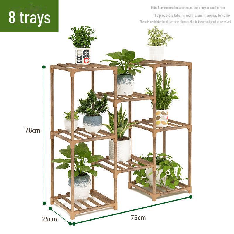 Solid Wood Multi-Layer Indoor Balcony Flower Stand for Bonsai, Succulents & Hanging Plants