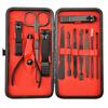 Red 18/15/12/7 Pcs Stainless Steel Black Nail Clipper Grooming Kit With Leather Travel Case Manicure Set