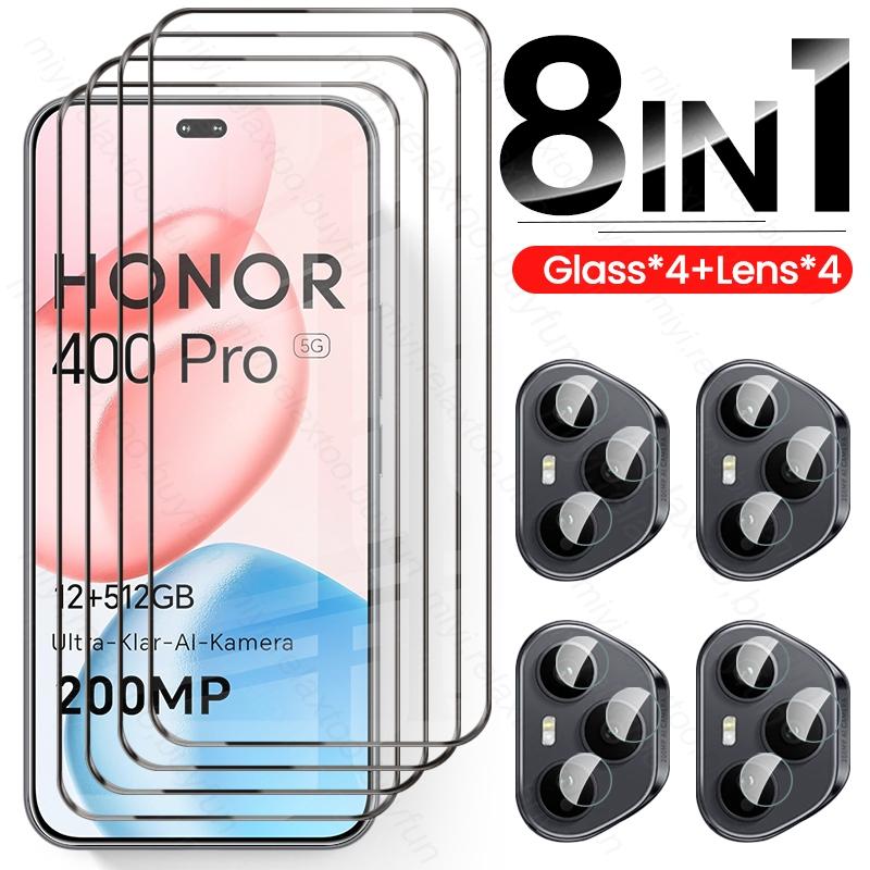 Чехол для Honor 400 Pro 5G 8 в 1 Закаленное стекло Изогнутый защитный экран Honor400Pro Honor400 Pro Honar Honer 400Pro Стекло для камеры