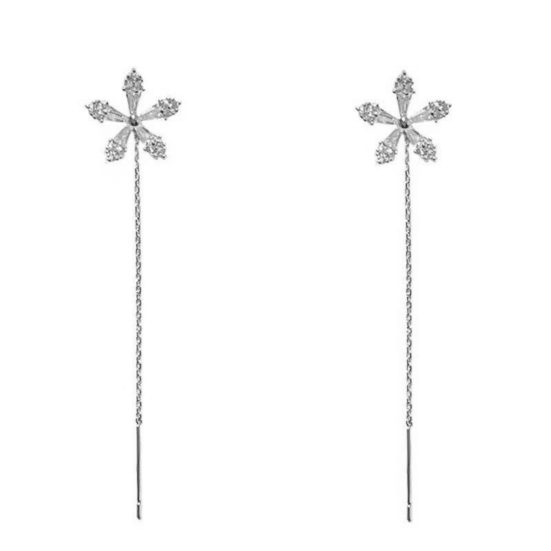 Серьги-гвоздики из стерлингового серебра S925 с микрозакрепкой: Модные корейские длинные элегантные серьги для женщин 2024 года.
