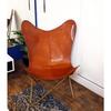 Leather Butterfly Chair Vintage Real Brown Hide Sleeper Seat Lounge