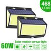 60W 468LED Outdoor Solar Lamp PIR Motion Sensor Waterproof Sunlight Powered Wall Light Garden Decoration Emergency Street Light