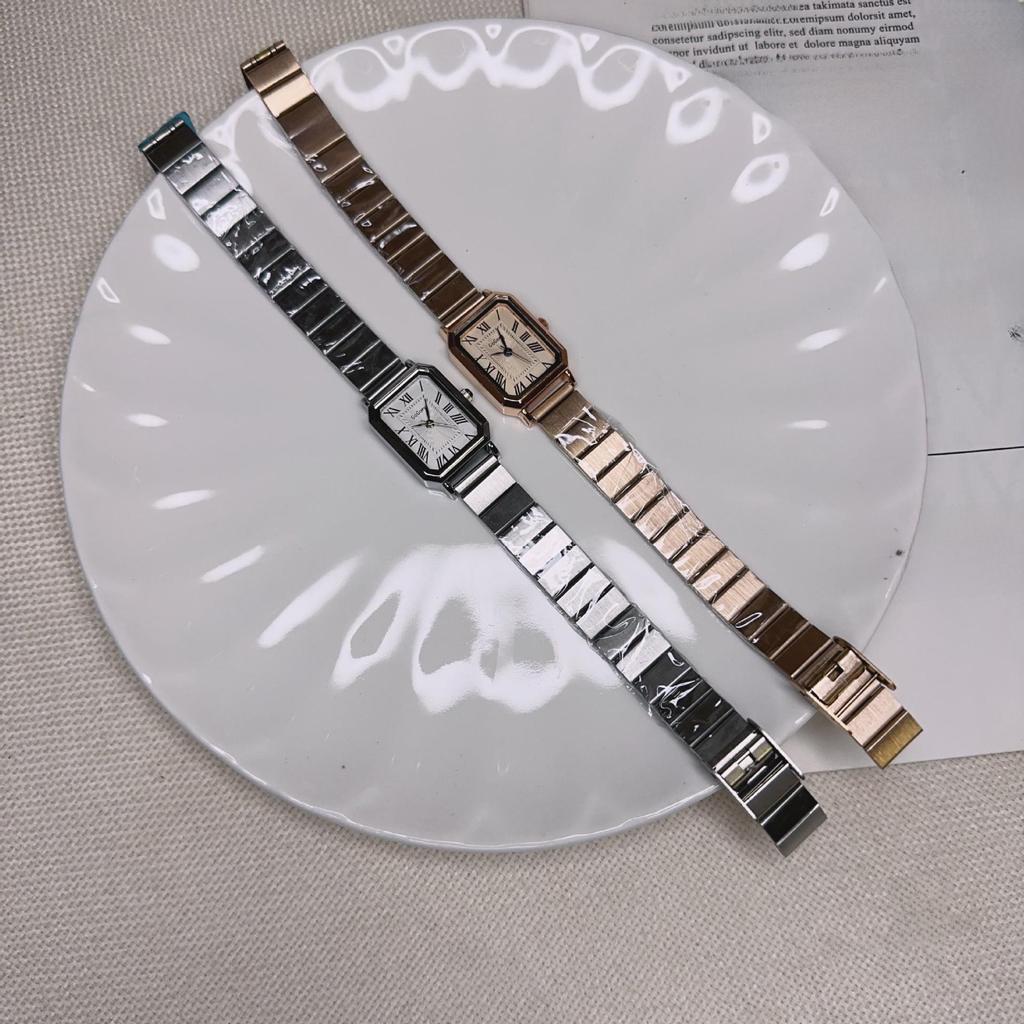 Korean Women's Rectangular Steel Band Watch - Small Dial Quartz Design