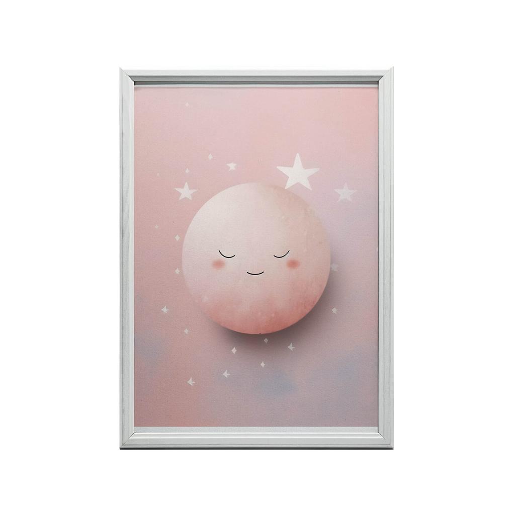 Tajemniczy Różowy Księżyc Tajemniczy Różowy Księżyc, 50X70 Cm, Rama Aluminiowa Złota, Papier Matowy 230 Gsm