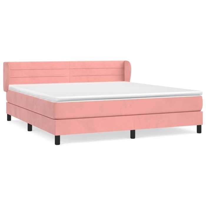 3127564 vidaXL Lit à sommier tapissier avec matelas Rose 160x200 cm Velours