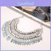 Ethnic Simulation Style Gemstone Decoration Tassel Design Necklace Women