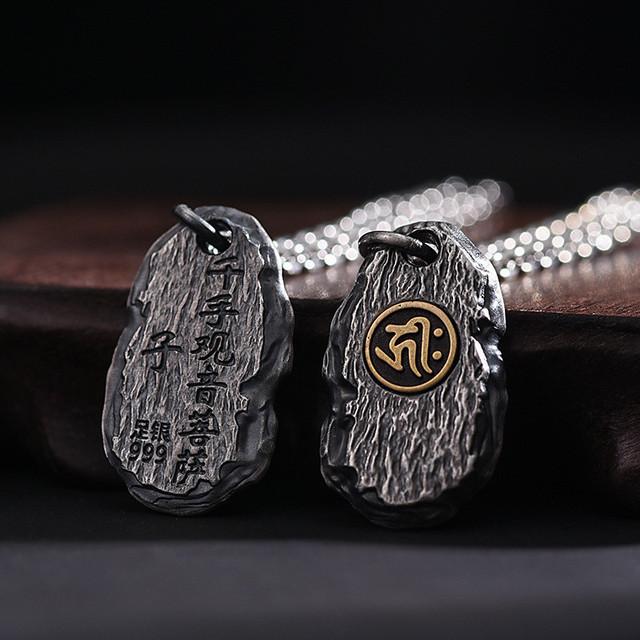 Patron Saint Buddha Pendant Male Jewelry Top Quality 925 Silver Chain Necklace For Men Retro Zodiac Wishing Stone For Boyfriend