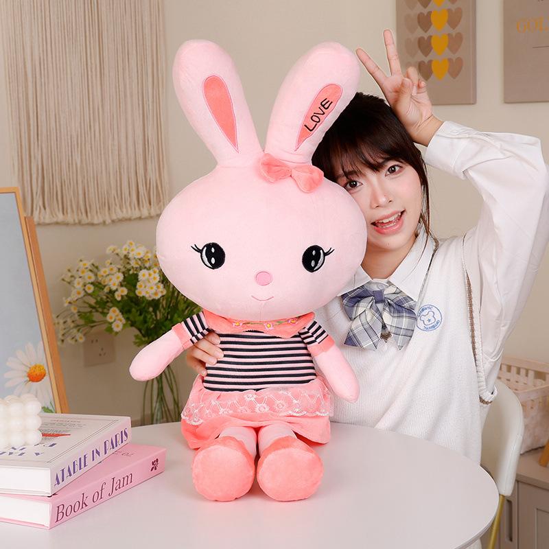 Девочка Сердце Розовый Любовь Кролик Кукла Плюшевая Игрушка Маленький Белый Кролик Кукла Детская Сопровождающая Успокаивающая Кукла