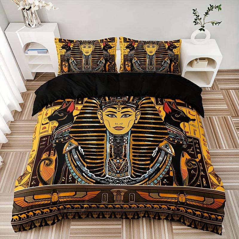 Ancient Egyptian Art Duvet Set Soft and Breathable Digital Printing Bedding Set