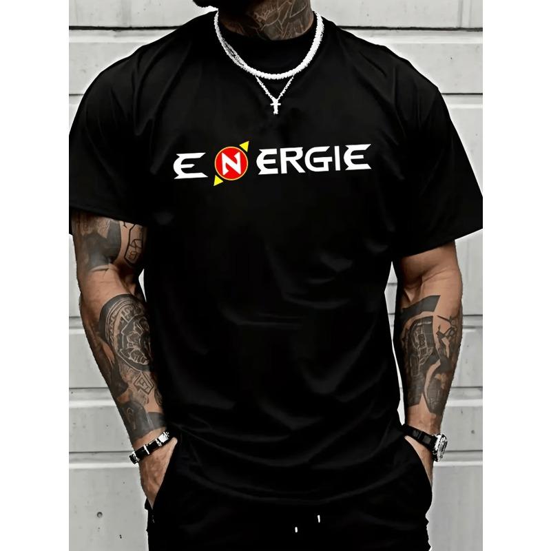 Европейские размеры Мужская футболка Energie с принтом - Стиль Urban Chic, Мягкая и дышащая, Модная и универсальная, Привлекательный дизайн принта