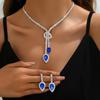 3pcs Women's Colorful Square Rhinestone Set Stackable Collarbone Choker Earrings Match Exaggerated Zircon for Parties Festivals