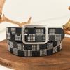 Womens Plaid Beaded Belt Trendy Casual Versatile Punk Y2K Geometric