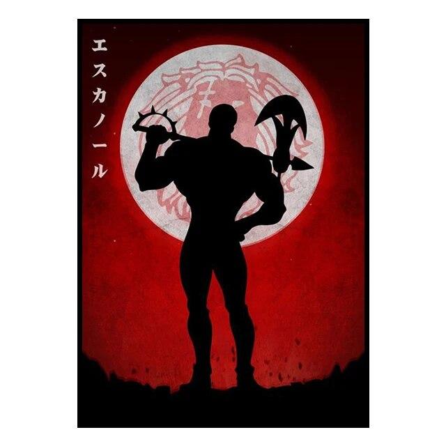 Аниме-настенные принты, силуэты, стили, постеры, холсты, комнатные картины и украшения, настенные росписи для современного домашнего декора