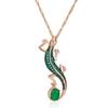 Ожерелье с подвеской в ​​виде геккона с черным покрытием из зеленого циркона, индивидуальное ювелирное изделие для женщин, модные аксессуары для вечеринок