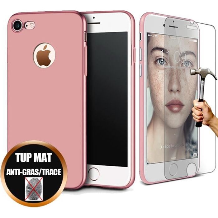 Coque et Film de protection - E.F.CONNECTION - iPhone 8 - Silicone TPU - Verre trempé - Anti-choc