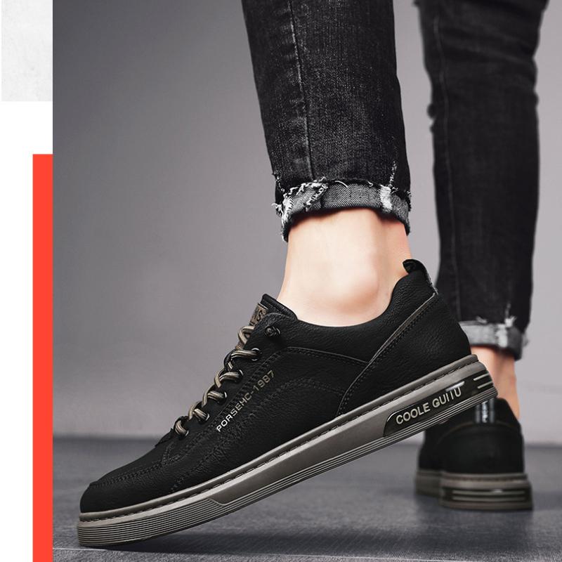 Удобная и модная мужская обувь Зимняя мужская повседневная кожаная обувь Корейская спортивная обувь Flow Hundred Мужские модели Маленькие белые туфли для досок