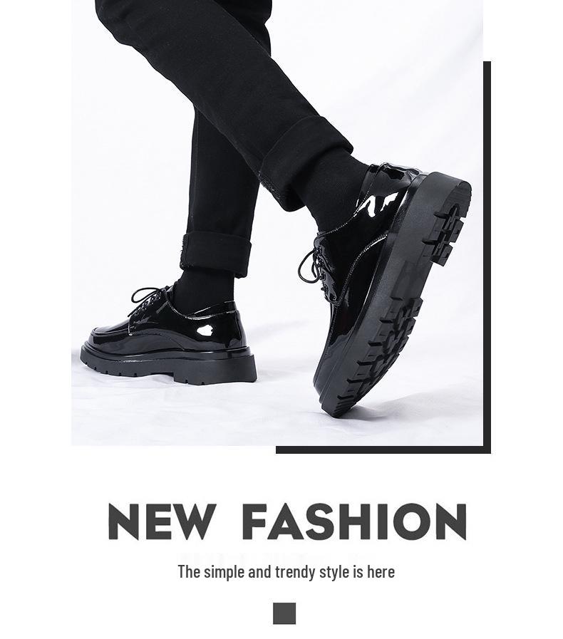 Мужские туфли из лакированной кожи в гонконгском стиле - Британский стиль, Толстая подошва, Глянцевые, Деловые, Формальные и Повседневные.