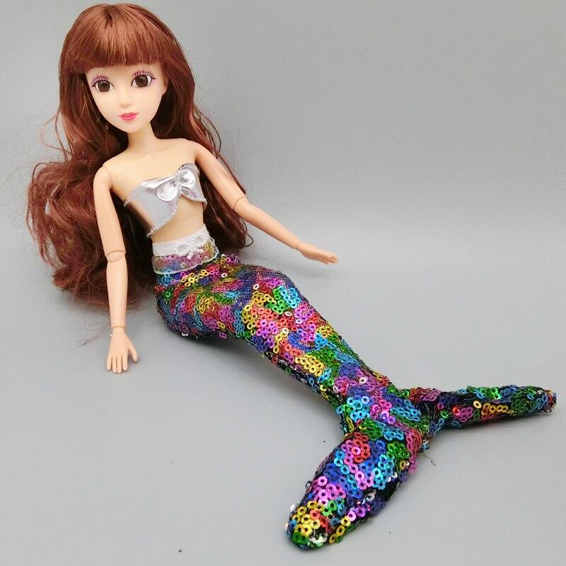 Dolls Dress For Barbie Doll Gown Skirt Fashion Clothes For Barbie Dollhouse Sequin Mermaid Tail Dresses Toy 1/6 Doll Accessories