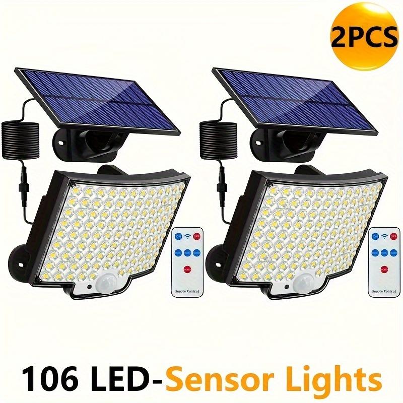 1/2 Pcs Solar Garden Light Motion Sensor 106 LED Solar Outdoor Wall Light Remote Control Camping Garage 4 Modes Security Lights